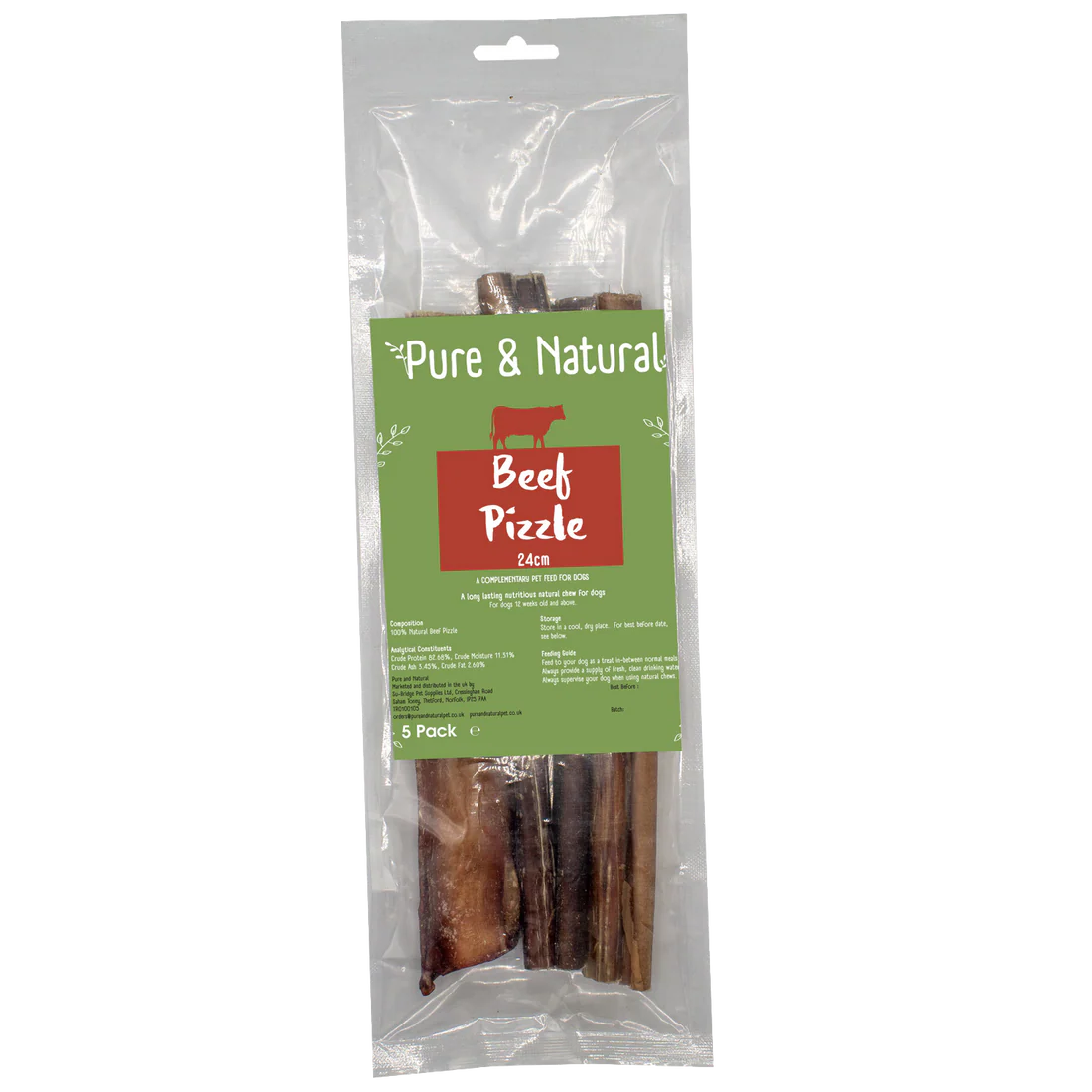 Pure & Natural Beef Pizzle 24cm 5 Pack