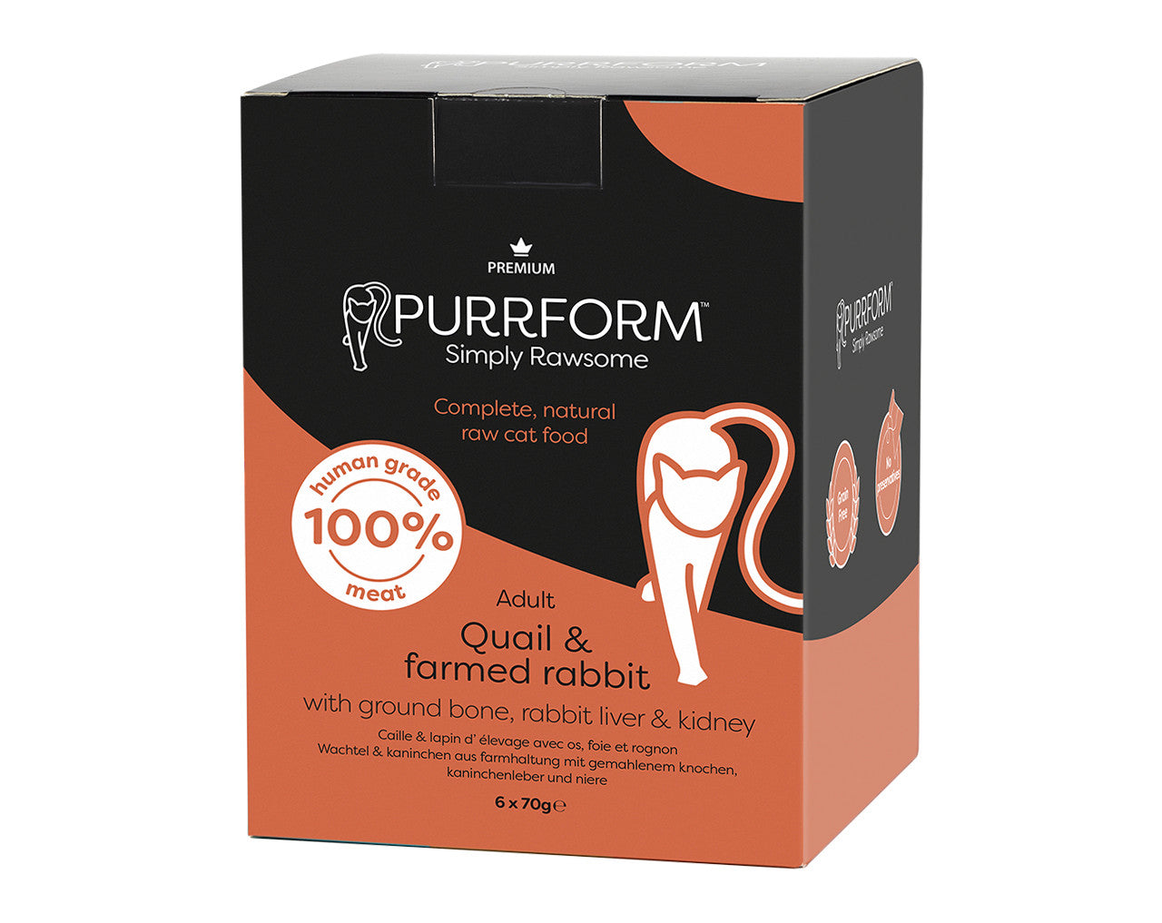 Purrform Quail & Farmed Rabbit with Ground Bone 6x70g