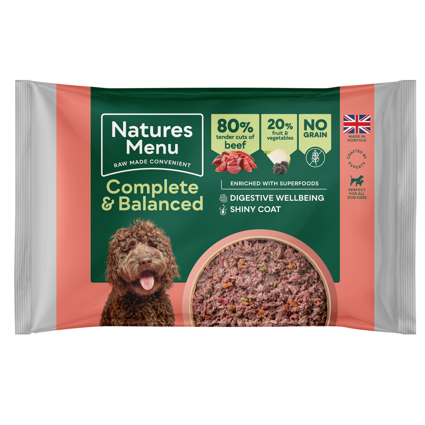 Natures Menu 80/20 Grass Fed Beef Block 500g