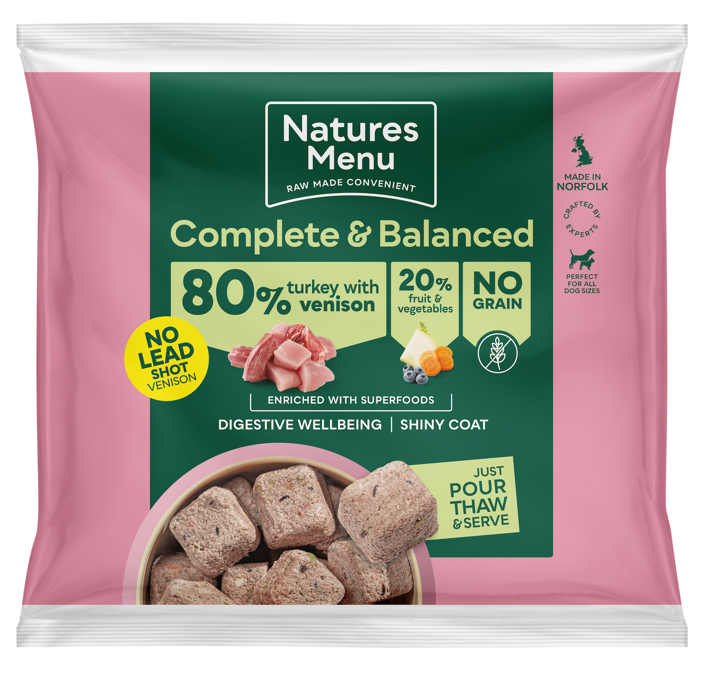 Natures Menu 80% Turkey and Venison Nuggets 1Kg