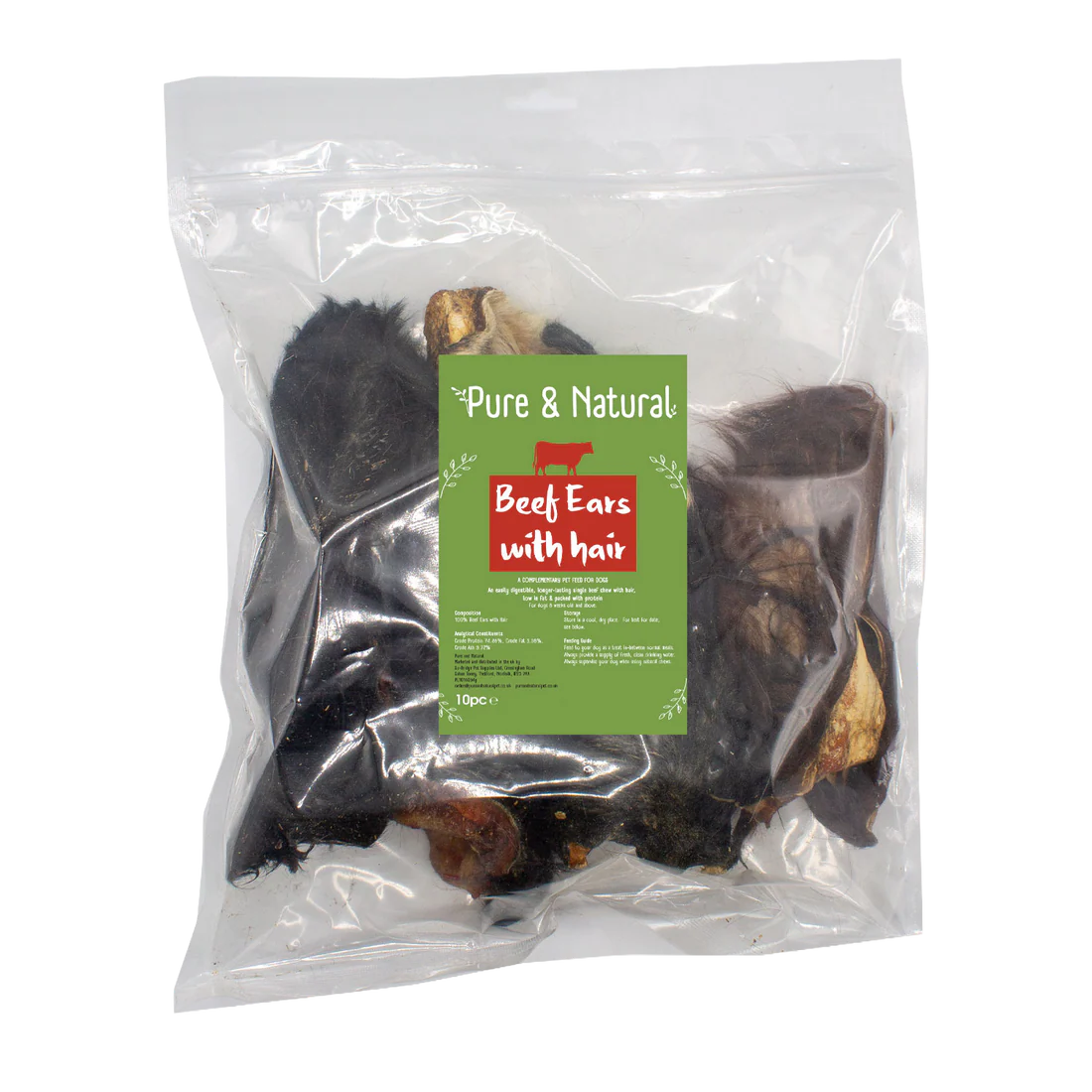 Pure & Natural Beef Ears with Hair 10pcs