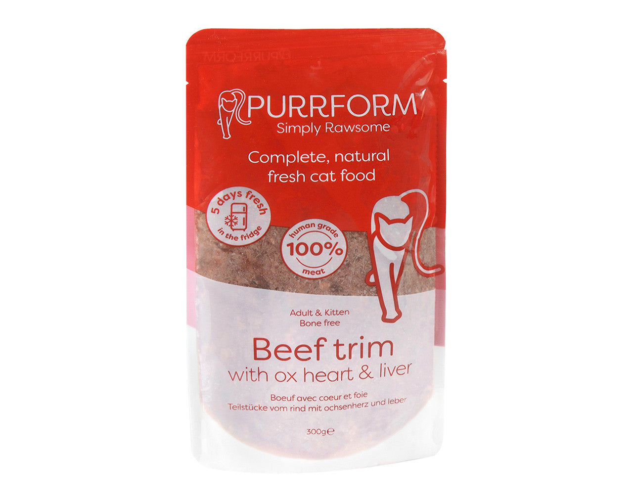 Purrform 5 Day Fresh Beef Trim with Ox Heart & Liver 300G