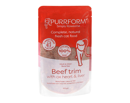 Purrform 5 Day Fresh Beef Trim with Ox Heart & Liver 300G