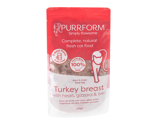 Purrform 5 Day Fresh Turkey Breast with Heart, Gizzard and Liver 300g
