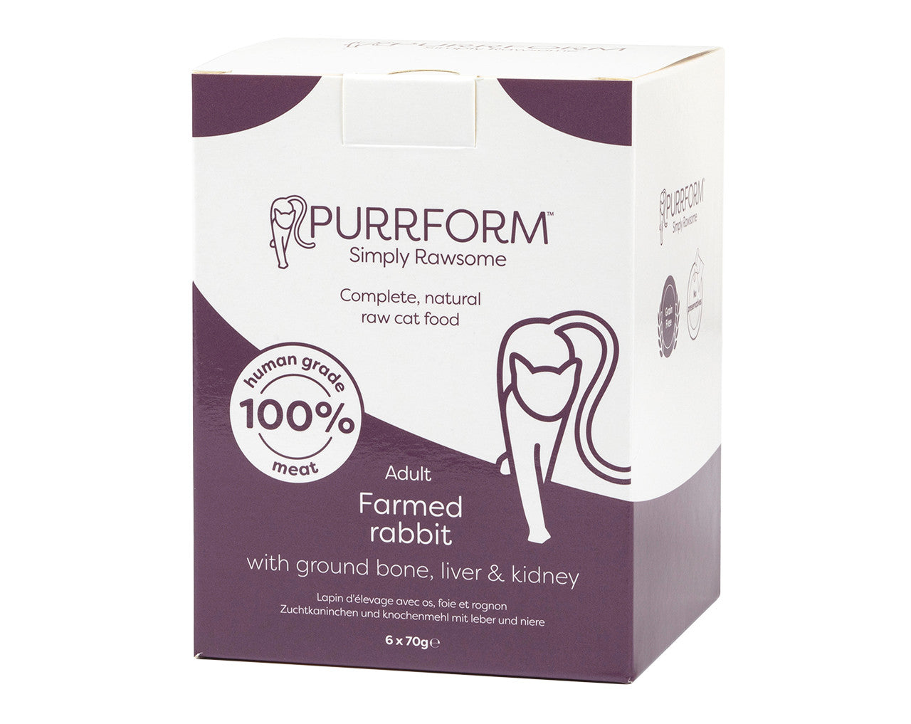 Purrform Rabbit & Ground Bone, Liver & Kidney 6X70g