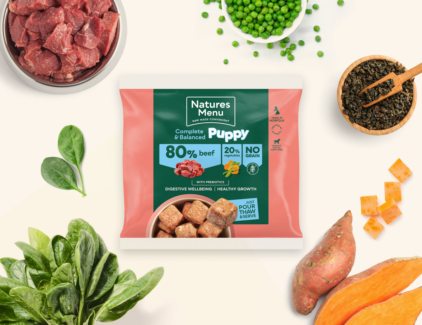 Natures Menu 80% Beef Nuggets for Puppies 1Kg