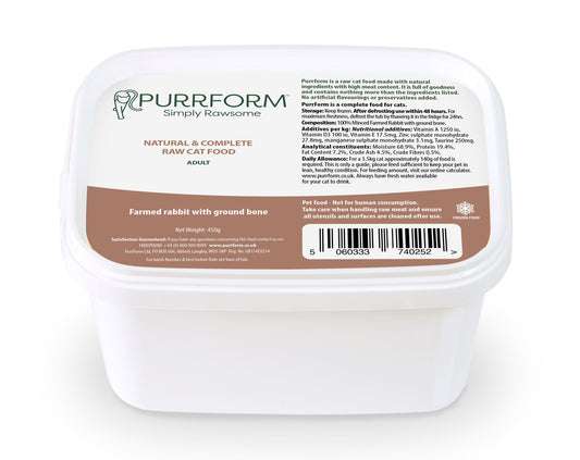 Purrform Farmed Rabbit With Ground Bone Adult 450g