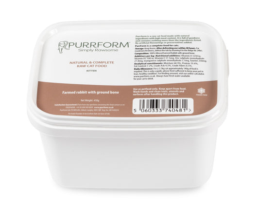 Purrform Farmed Rabbit With Ground Bone Kitten 450g