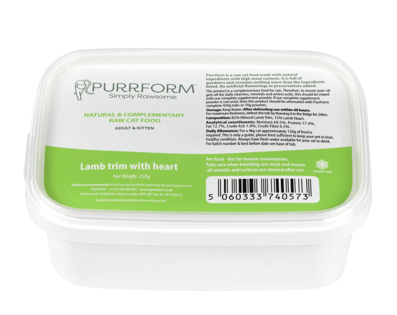 Purrform Lamb Trim with Ox Heart 250g