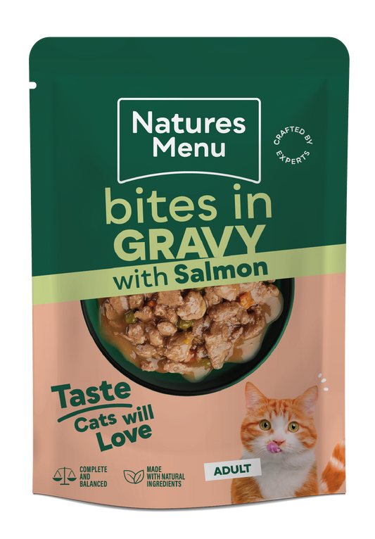Natures Menu Cat Bites Salmon In Gravy 85g