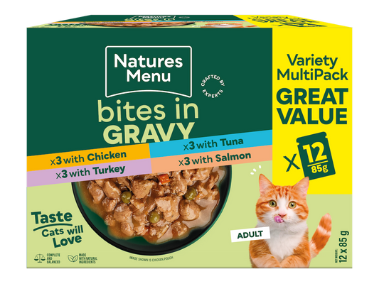 Natures Menu Cat Bites In Gravy Multipack 12x85g