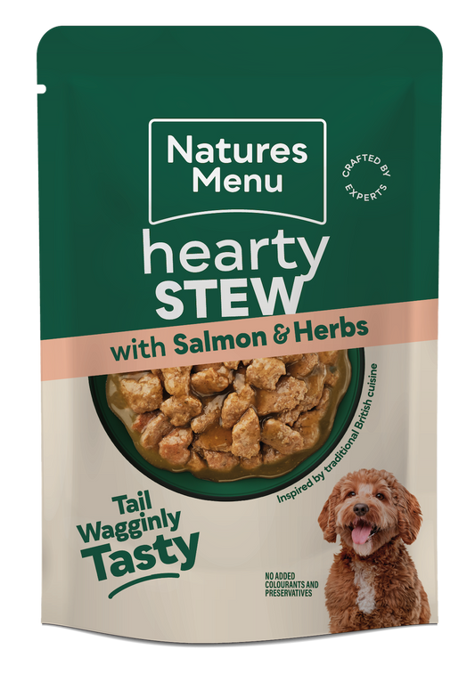 Natures Menu Hearty Stew Pouches with Salmon & Herbs 8 x 100g