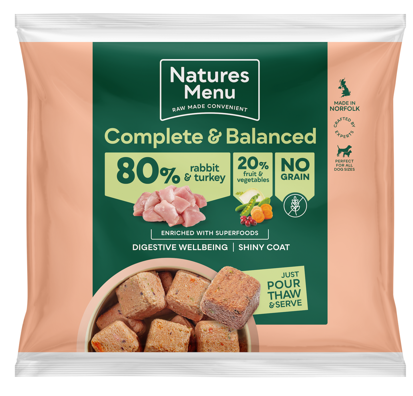 Natures Menu 80% Rabbit and Turkey Nuggets 1kg