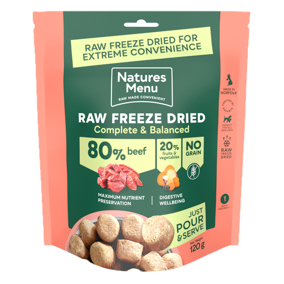 Natures Menu Raw 80% Beef Raw Freeze Dried Nuggets 120g