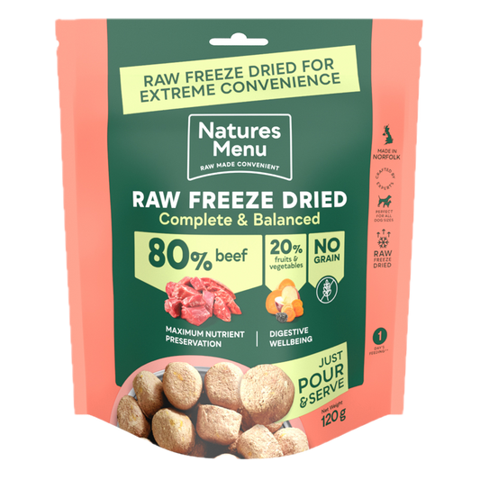 Natures Menu Raw 80% Beef Raw Freeze Dried Nuggets 120g
