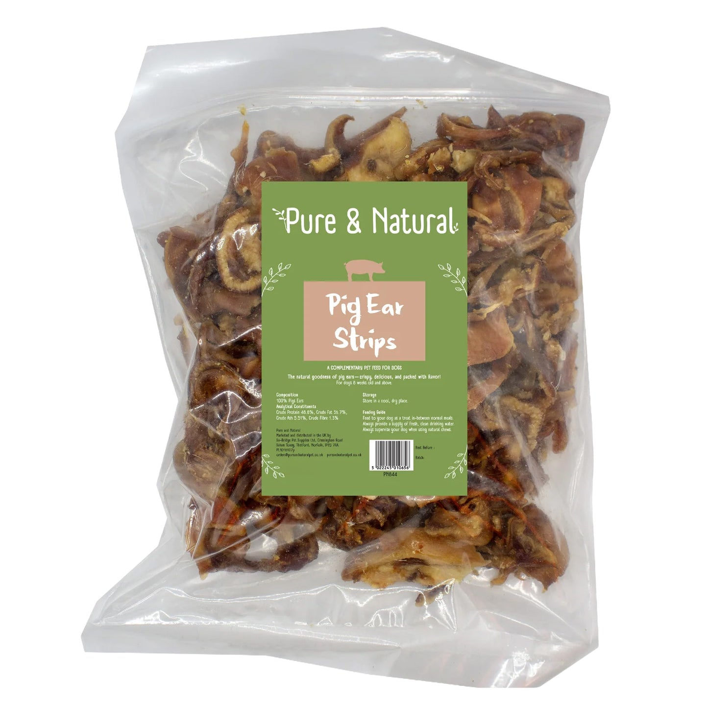 Pure & Natural Pigs Ears Strips 200g