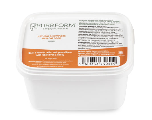 Purrform Tub Kitten Quail & Rabbit 450g