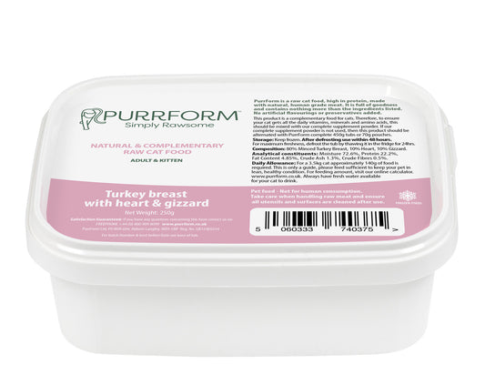 Purrform Turkey Breast with Heart & Gizzard 250g