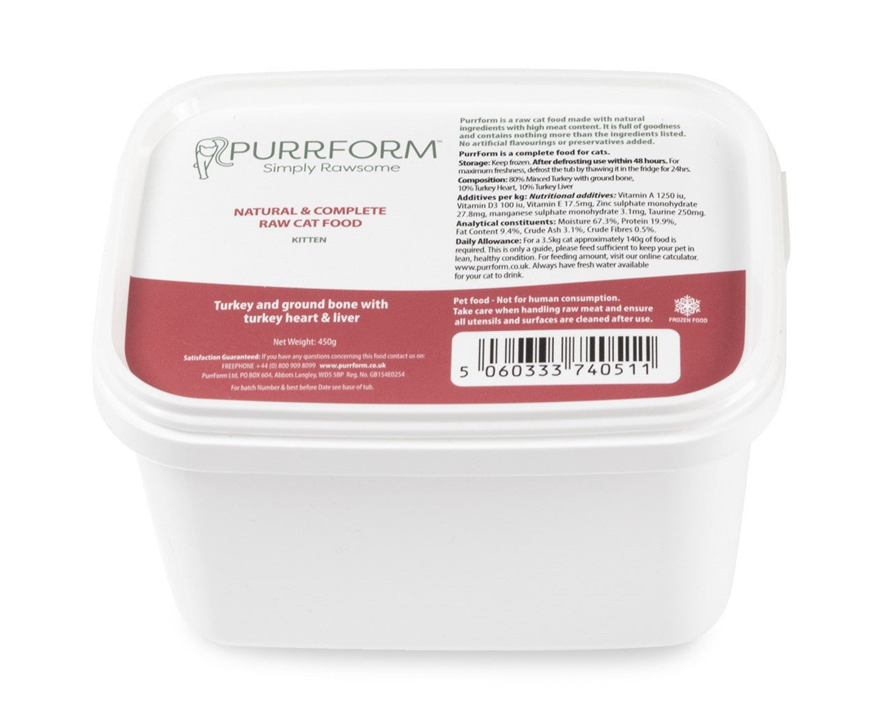 Purrform Tub Kitten Turkey 450g