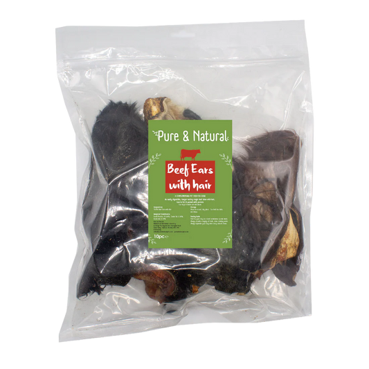 Pure & Natural Beef Ears with Hair 10pcs