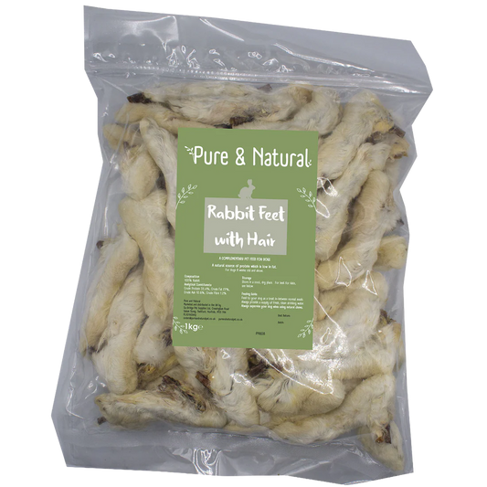Pure & Natural Rabbit Feet With Hair 1kg